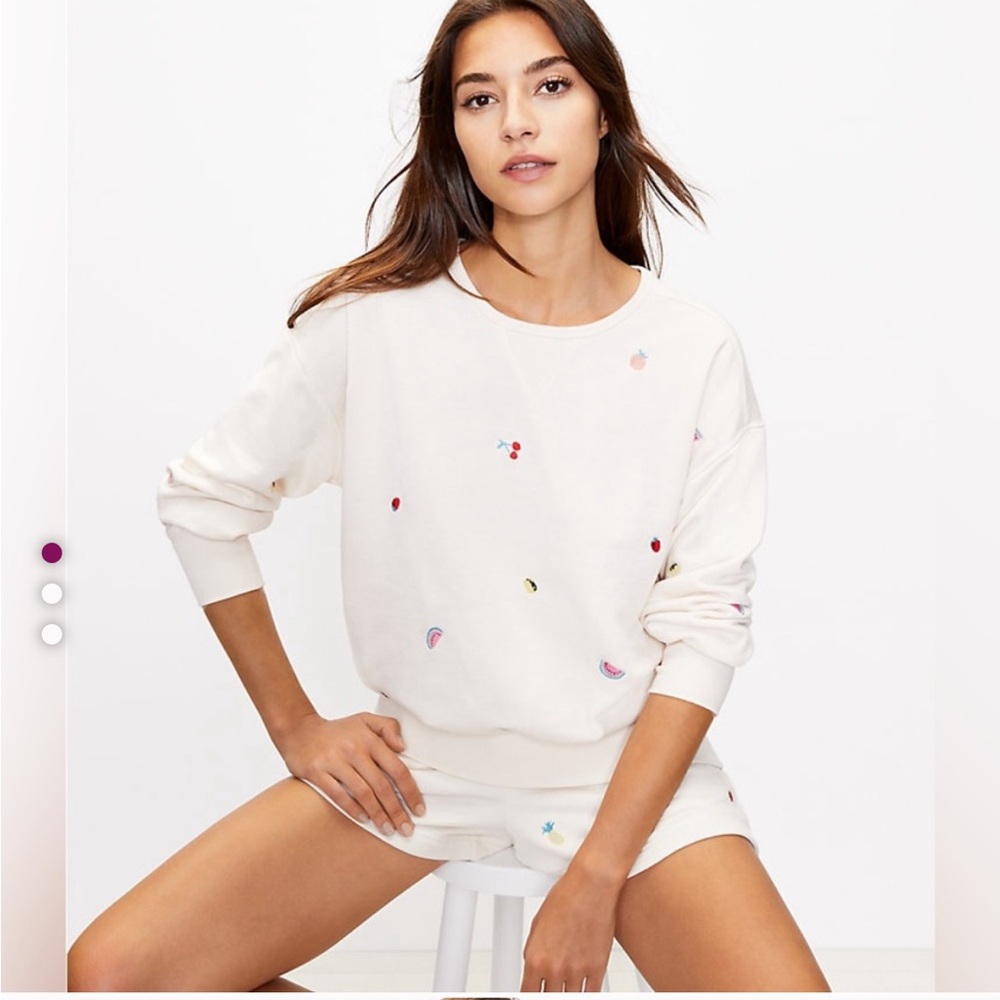 2-piece set! Lou & Grey Fruit Cozy Cotton Sweatshirt & Shorts Set